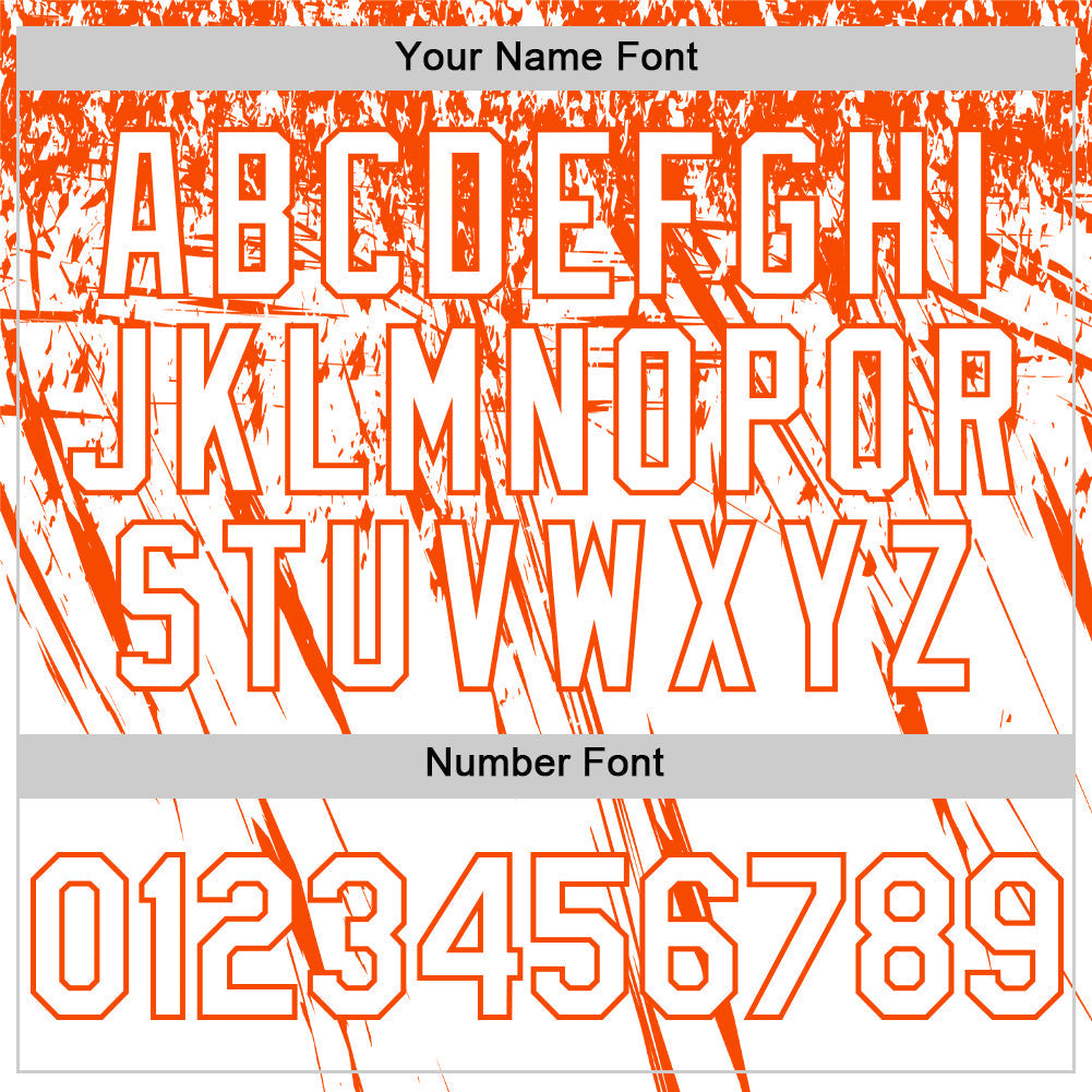 Custom White Orange Distressed Scratch Brush Stroke Authentic Baseball Jersey baseball jersey product view 5