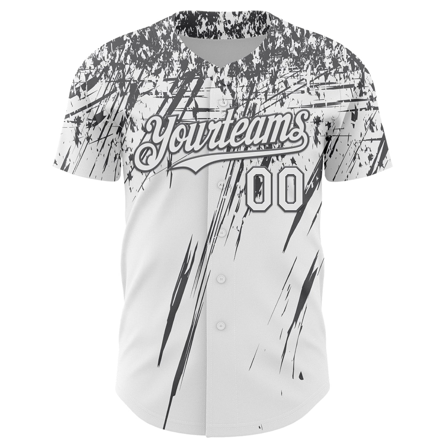 Custom White Steel Gray Distressed Scratch Brush Stroke Authentic Baseball Jersey baseball jersey product view 2