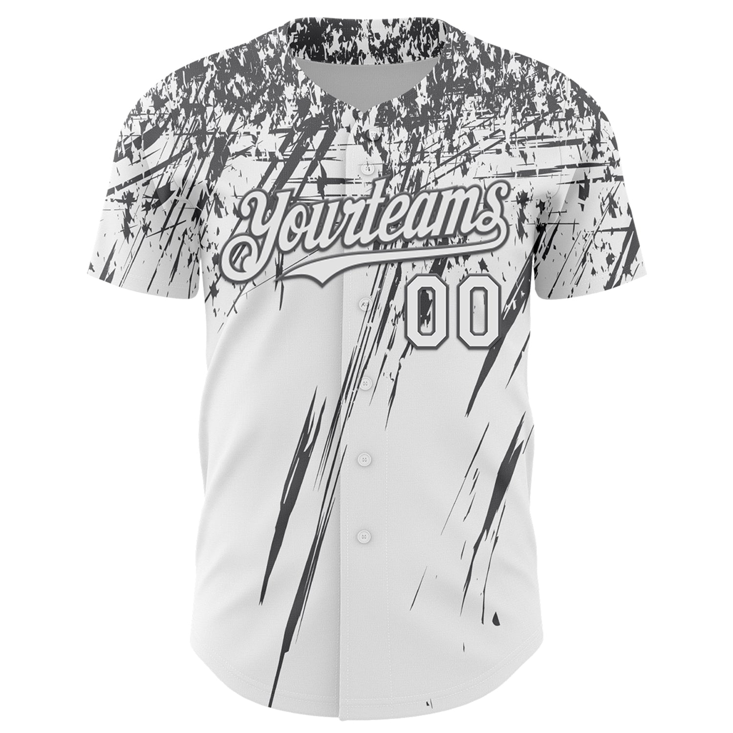 Custom White Steel Gray Distressed Scratch Brush Stroke Authentic Baseball Jersey baseball jersey product view 2