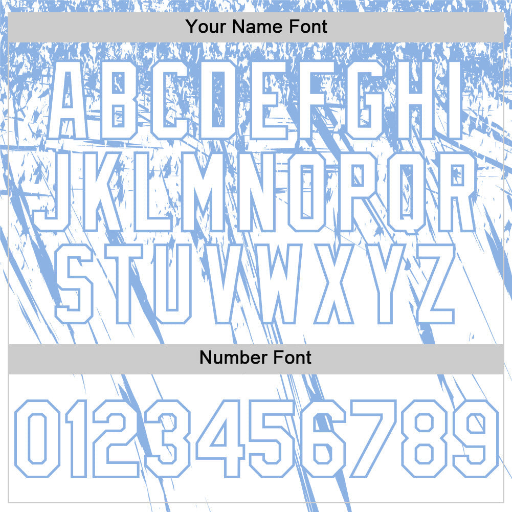 Custom White Light Blue Distressed Scratch Brush Stroke Authentic Baseball Jersey baseball jersey product view 5