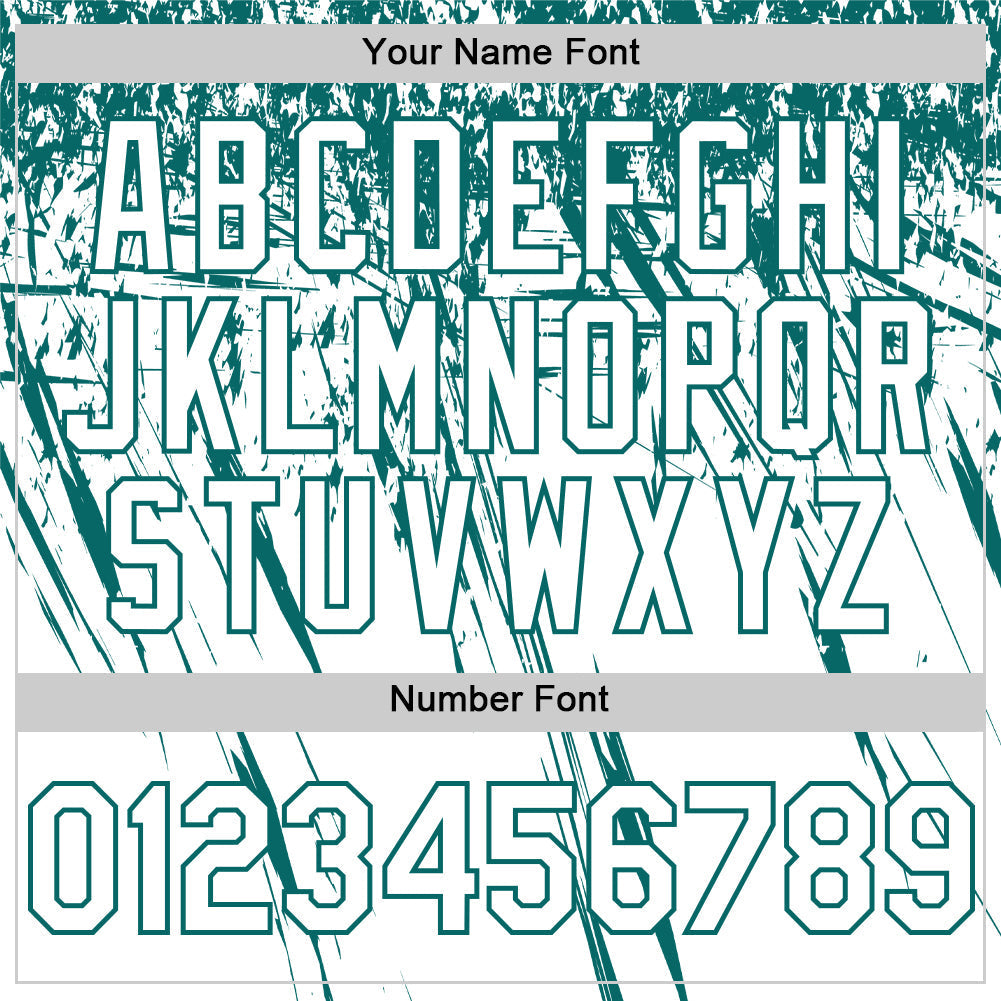 Custom White Teal Distressed Scratch Brush Stroke Authentic Baseball Jersey baseball jersey product view 5