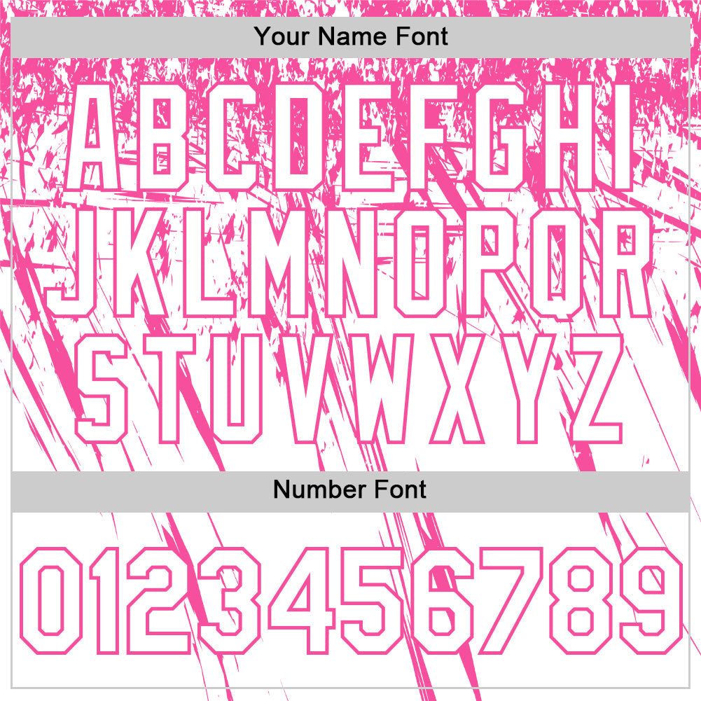 Custom White Pink Distressed Scratch Brush Stroke Authentic Baseball Jersey baseball jersey product view 5