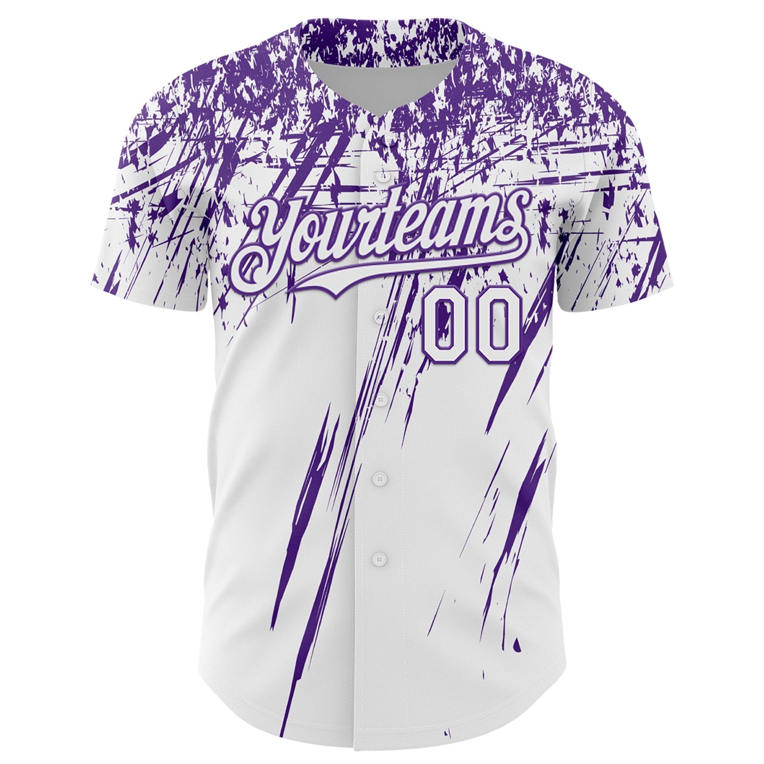 Custom White Purple Distressed Scratch Brush Stroke Authentic Baseball Jersey baseball jersey product view 2