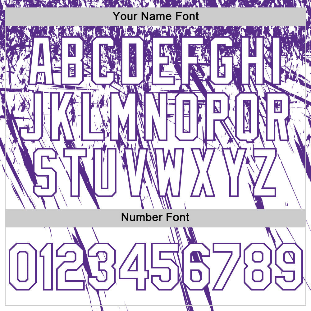 Custom White Purple Distressed Scratch Brush Stroke Authentic Baseball Jersey baseball jersey product view 5