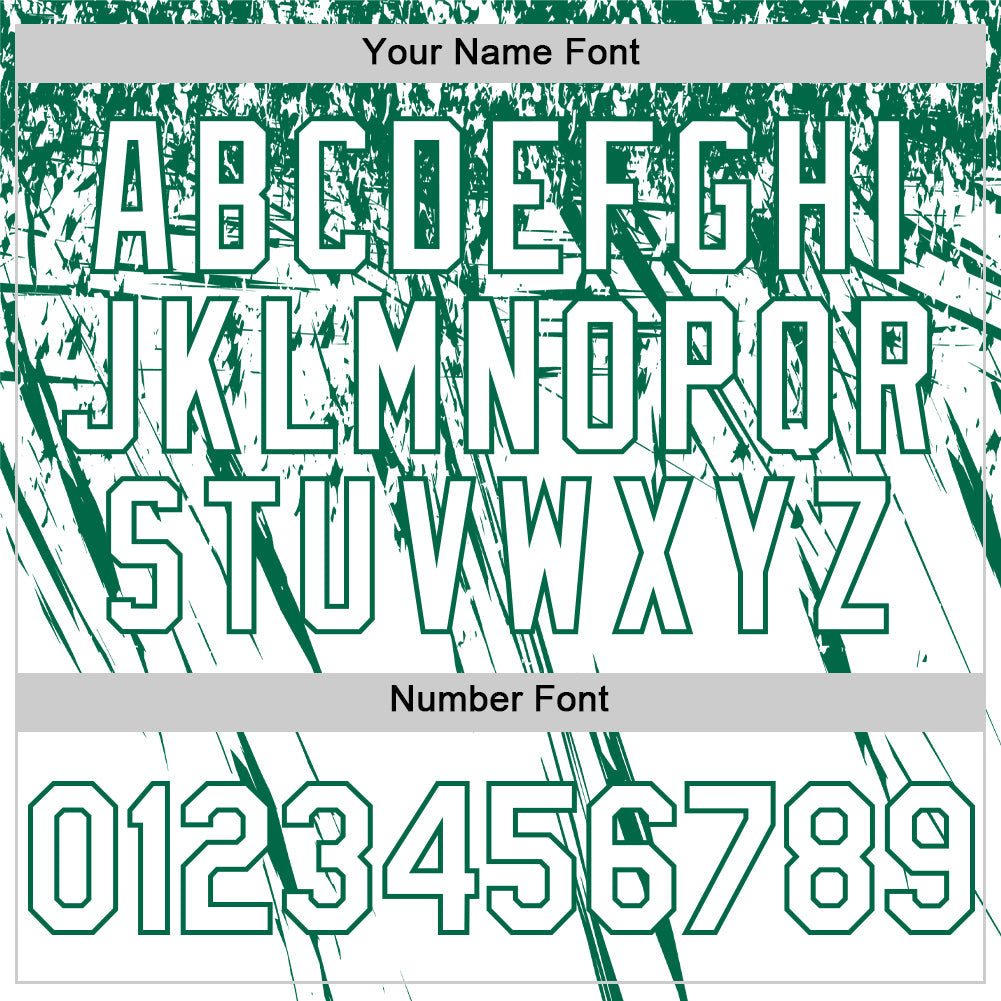 Custom White Kelly Green Distressed Scratch Brush Stroke Authentic Baseball Jersey baseball jersey product view 5