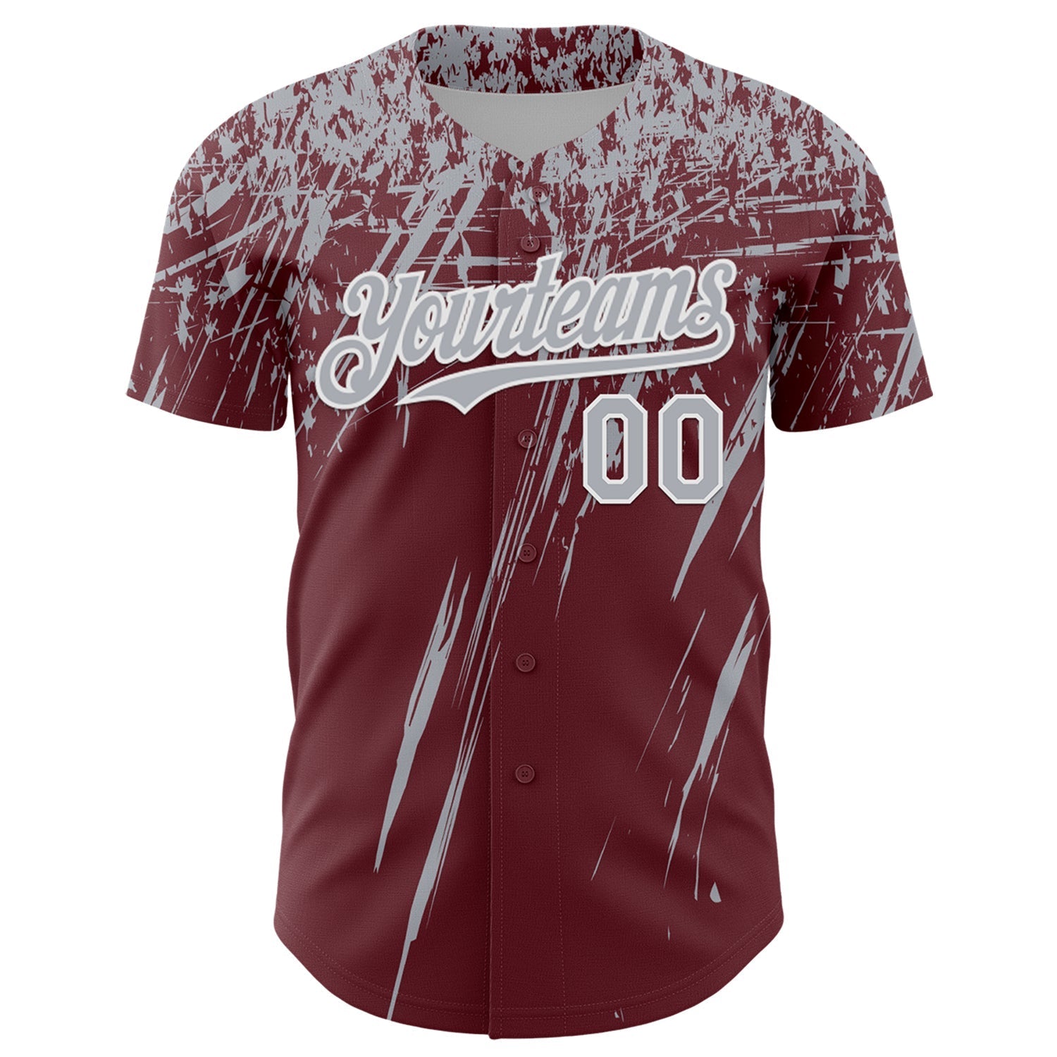 Custom Burgundy Gray-White Distressed Scratch Brush Stroke Authentic Baseball Jersey baseball jersey product view 2