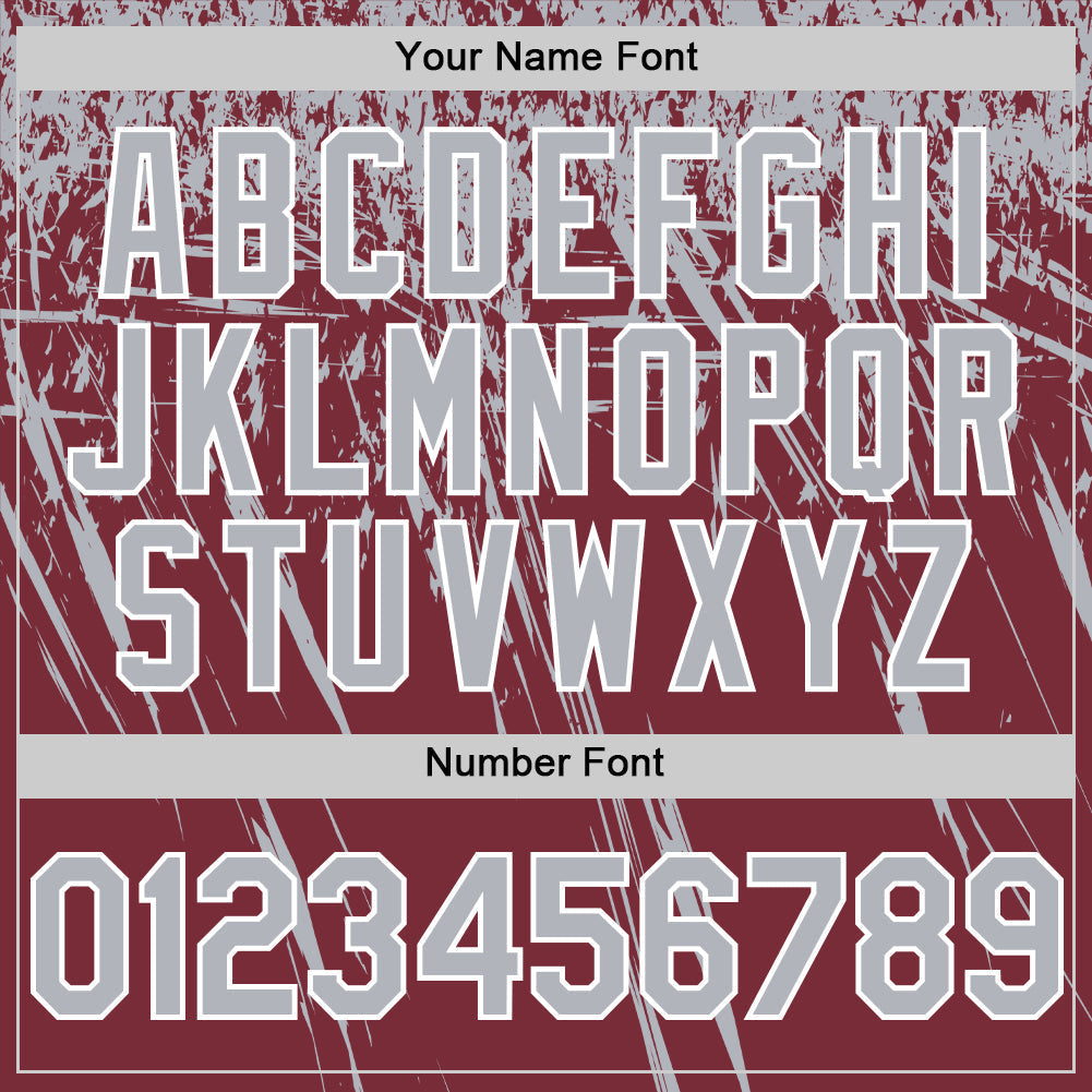 Custom Burgundy Gray-White Distressed Scratch Brush Stroke Authentic Baseball Jersey baseball jersey product view 5