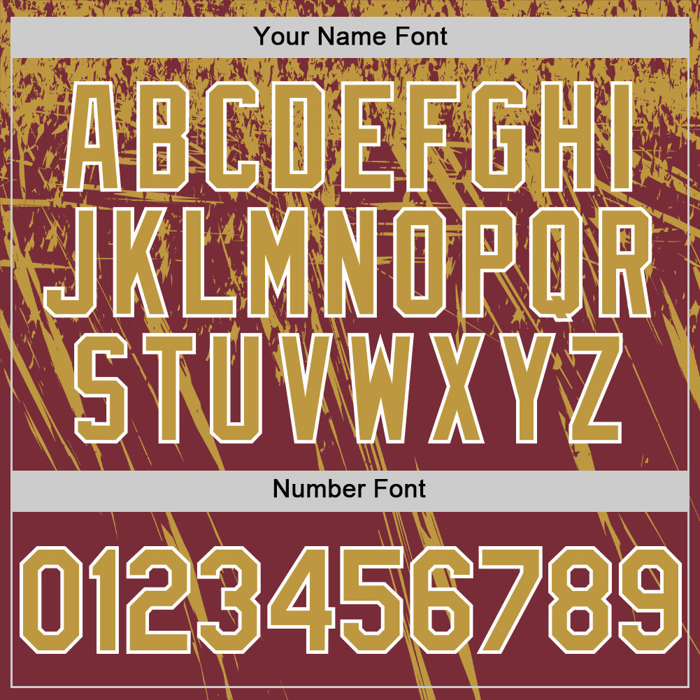 Custom Burgundy Old Gold-White Distressed Scratch Brush Stroke Authentic Baseball Jersey baseball jersey product view 5
