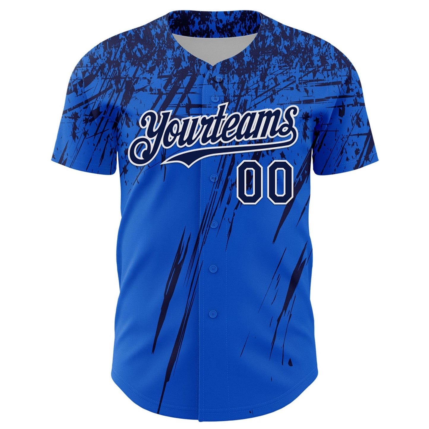 Custom Thunder Blue Navy-White Distressed Scratch Brush Stroke Authentic Baseball Jersey baseball jersey product view 2