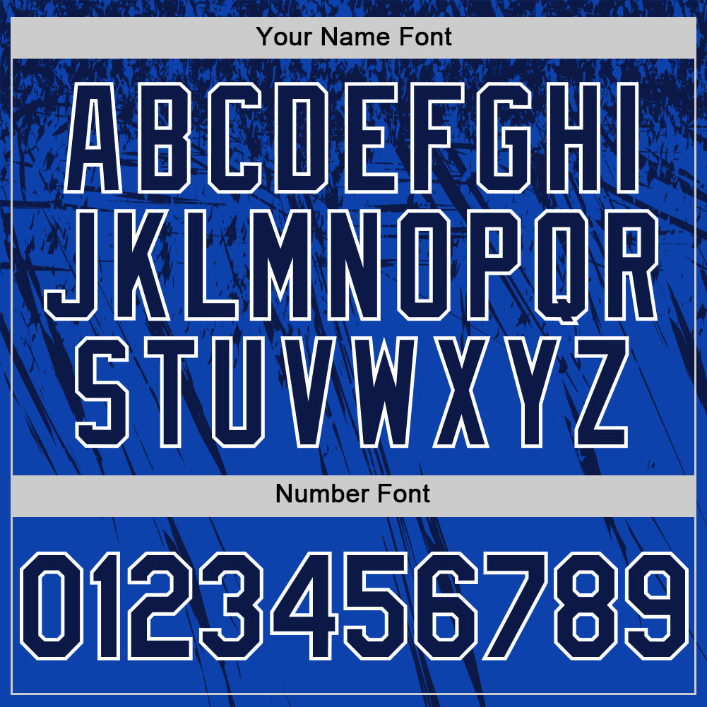 Custom Thunder Blue Navy-White Distressed Scratch Brush Stroke Authentic Baseball Jersey baseball jersey product view 5