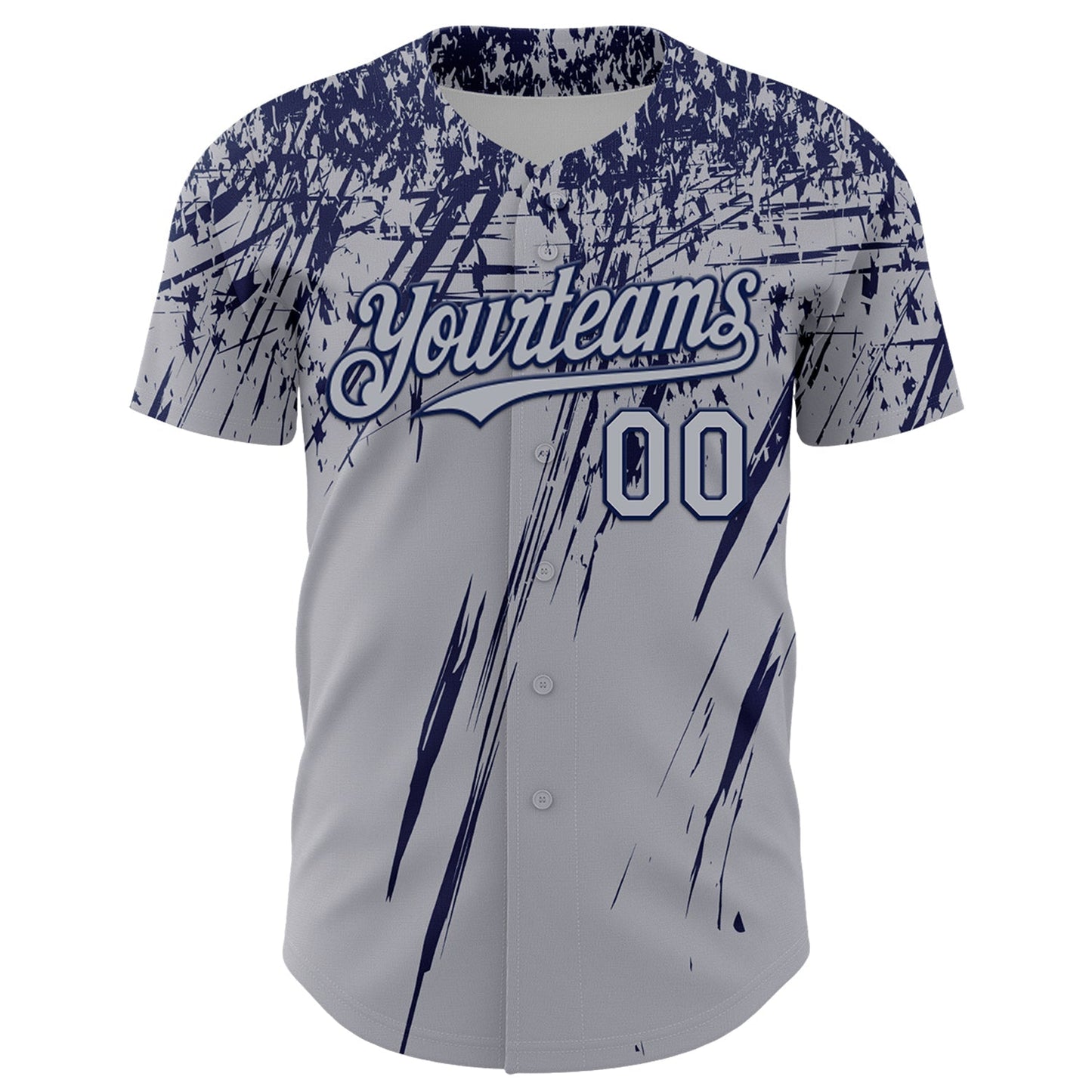 Custom Gray Navy Distressed Scratch Brush Stroke Authentic Baseball Jersey baseball jersey product view 2