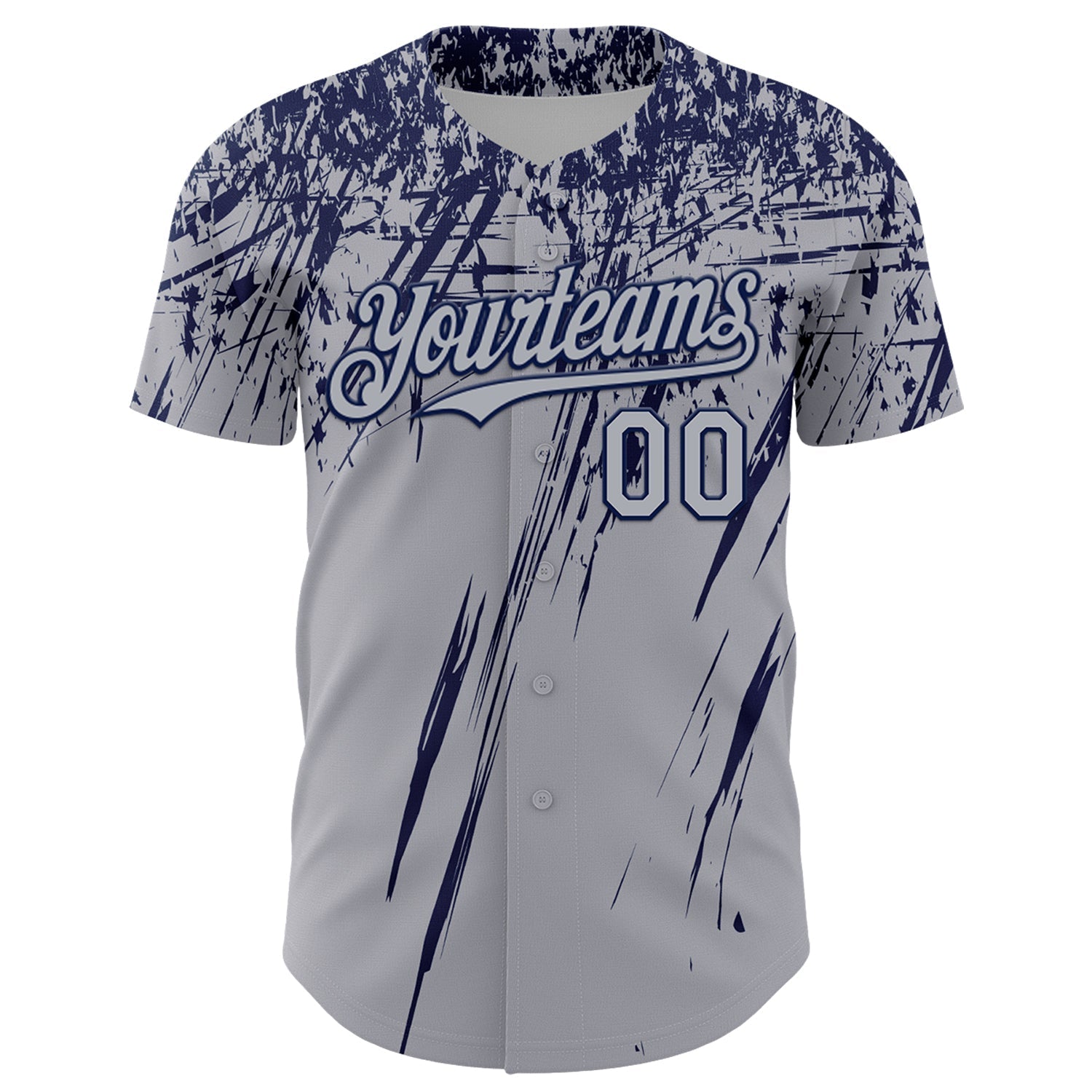 Custom Gray Navy Distressed Scratch Brush Stroke Authentic Baseball Jersey baseball jersey product view 2