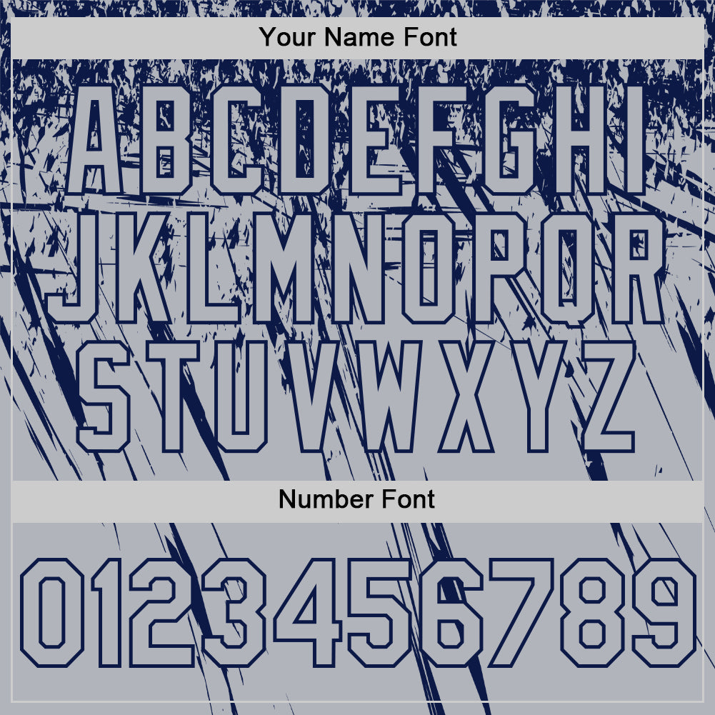 Custom Gray Navy Distressed Scratch Brush Stroke Authentic Baseball Jersey baseball jersey product view 5