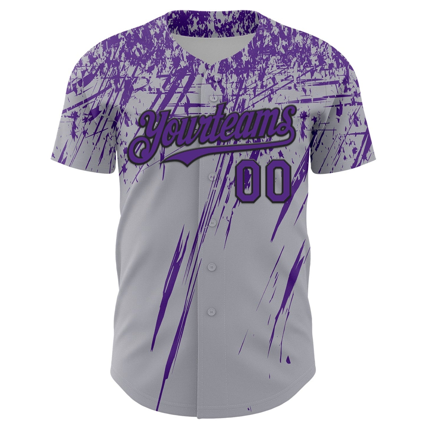 Custom Gray Purple-Black Distressed Scratch Brush Stroke Authentic Baseball Jersey baseball jersey product view 2