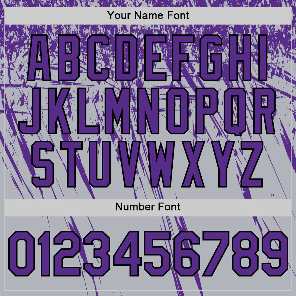 Custom Gray Purple-Black Distressed Scratch Brush Stroke Authentic Baseball Jersey baseball jersey product view 5