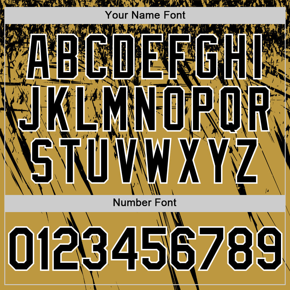 Custom Old Gold Black-White Distressed Scratch Brush Stroke Authentic Baseball Jersey baseball jersey product view 5
