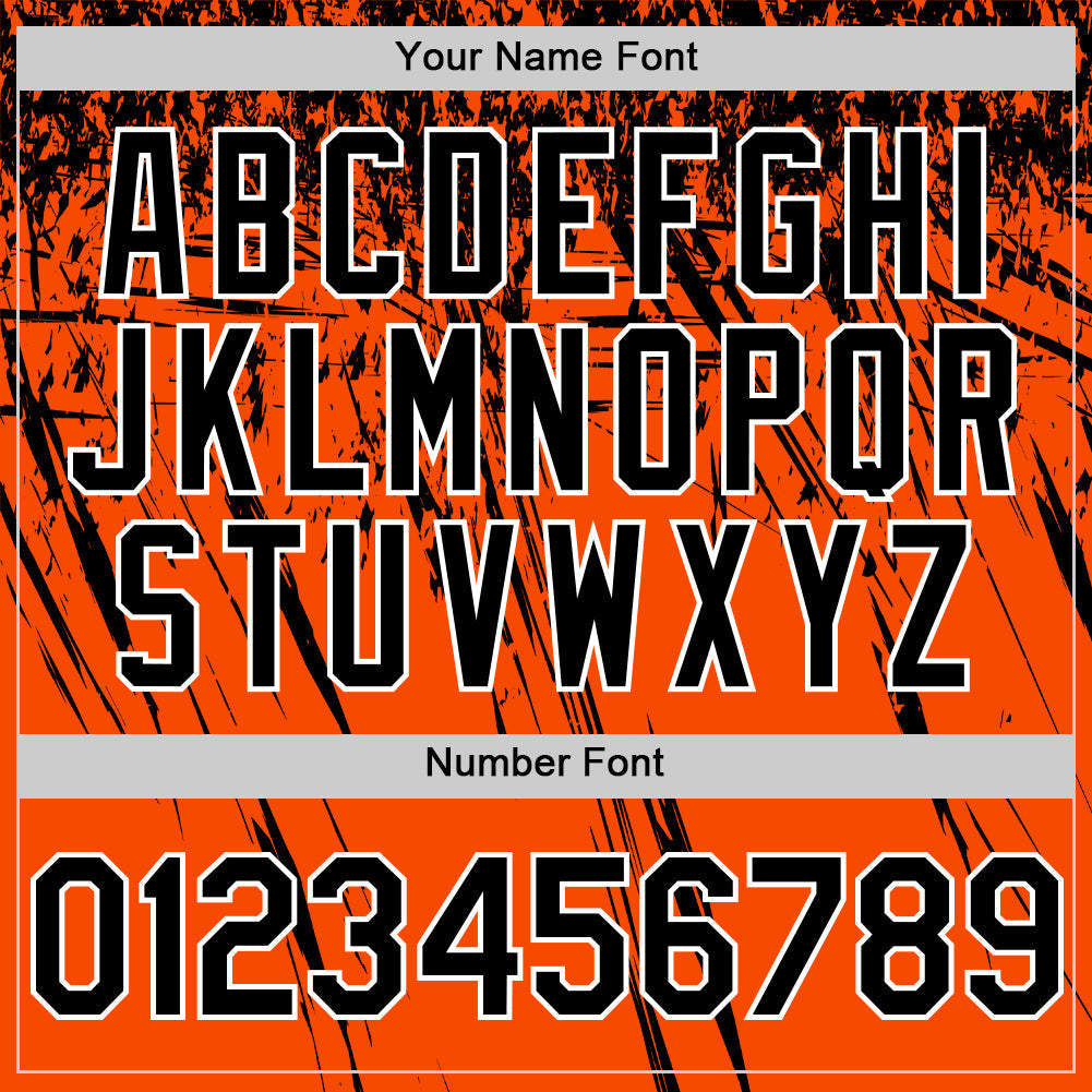 Custom Orange Black-White Distressed Scratch Brush Stroke Authentic Baseball Jersey baseball jersey product view 5