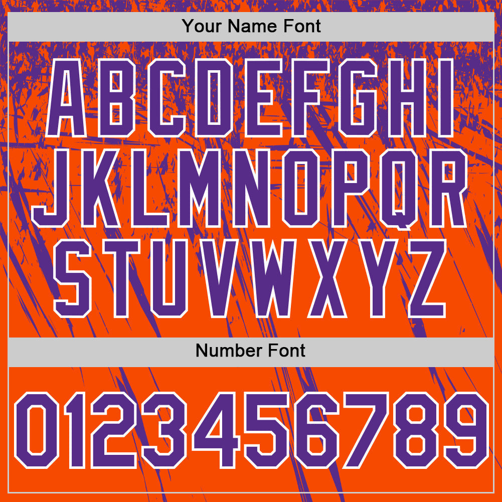 Custom Orange Purple-White Distressed Scratch Brush Stroke Authentic Baseball Jersey baseball jersey product view 5