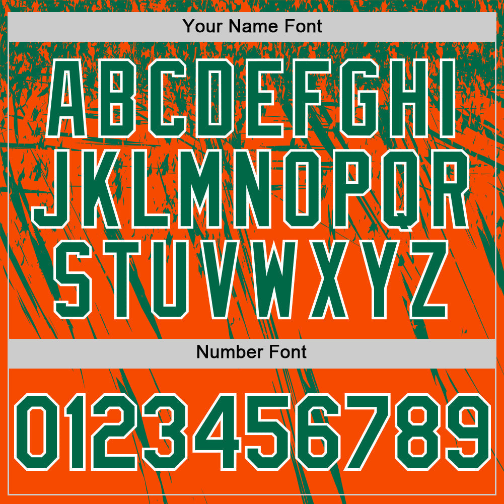 Custom Orange Kelly Green-White Distressed Scratch Brush Stroke Authentic Baseball Jersey baseball jersey product view 5