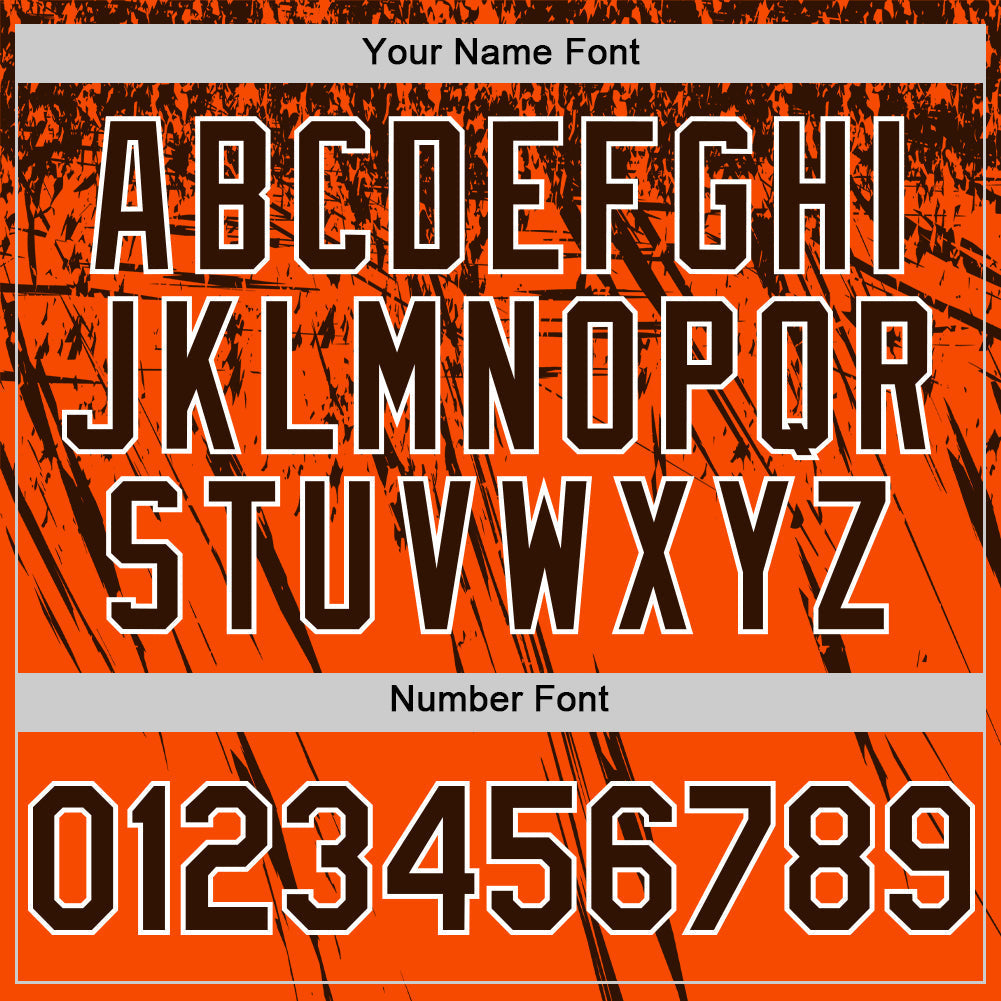 Custom Orange Brown-White Distressed Scratch Brush Stroke Authentic Baseball Jersey baseball jersey product view 5