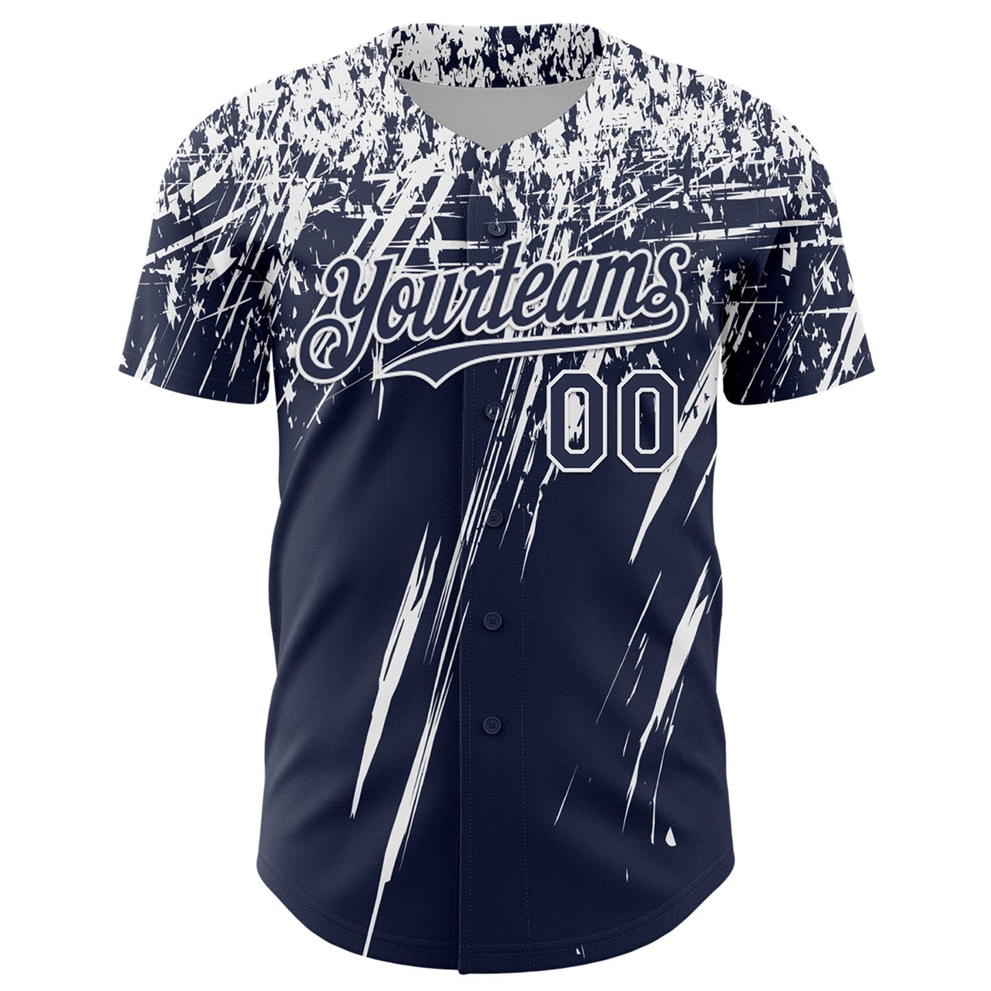 Custom Navy White Distressed Scratch Brush Stroke Authentic Baseball Jersey baseball jersey product view 2