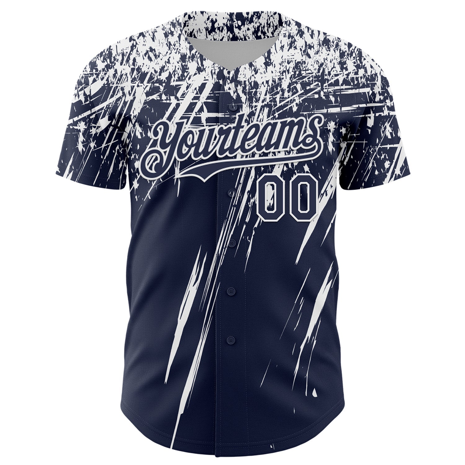 Custom Navy White Distressed Scratch Brush Stroke Authentic Baseball Jersey baseball jersey product view 2