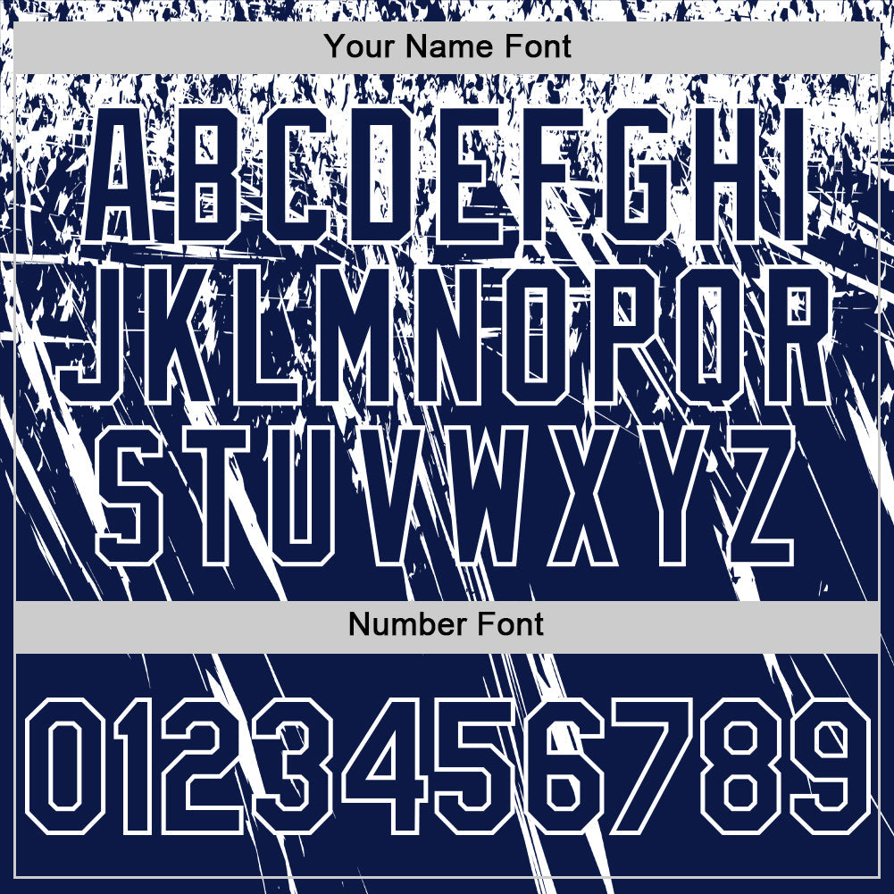 Custom Navy White Distressed Scratch Brush Stroke Authentic Baseball Jersey baseball jersey product view 5