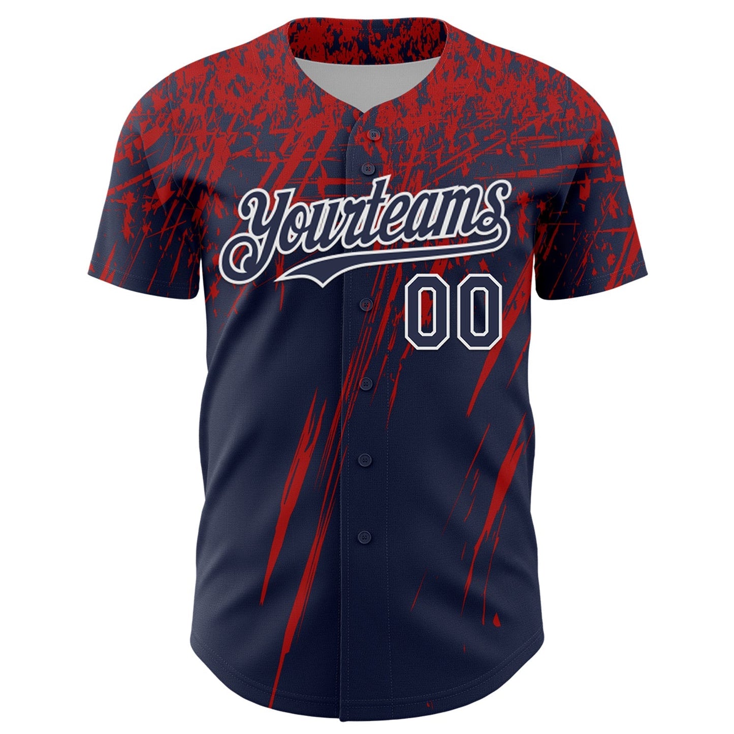 Custom Navy Red-White Distressed Scratch Brush Stroke Authentic Baseball Jersey baseball jersey product view 2