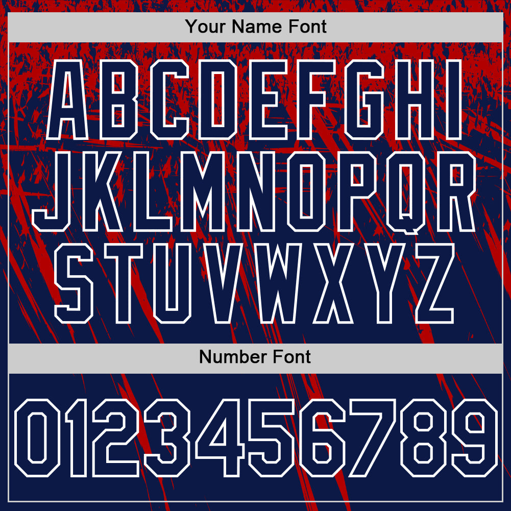 Custom Navy Red-White Distressed Scratch Brush Stroke Authentic Baseball Jersey baseball jersey product view 5