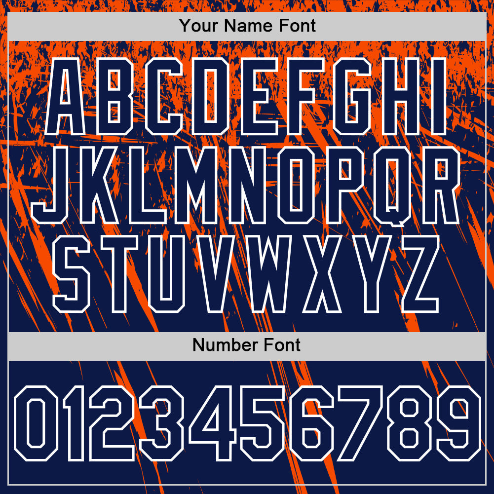 Custom Navy Orange-White Distressed Scratch Brush Stroke Authentic Baseball Jersey baseball jersey product view 5