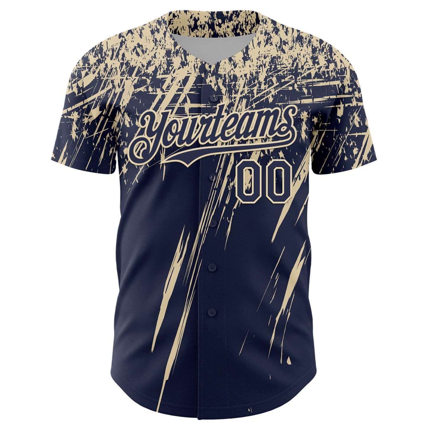 Custom Navy Cream Distressed Scratch Brush Stroke Authentic Baseball Jersey baseball jersey product view 2