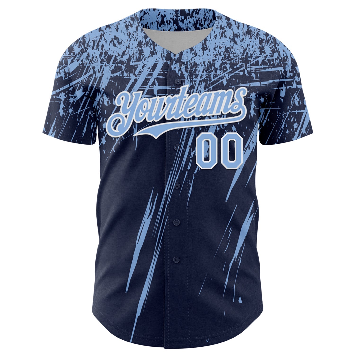 Custom Navy Light Blue-White Distressed Scratch Brush Stroke Authentic Baseball Jersey baseball jersey product view 2