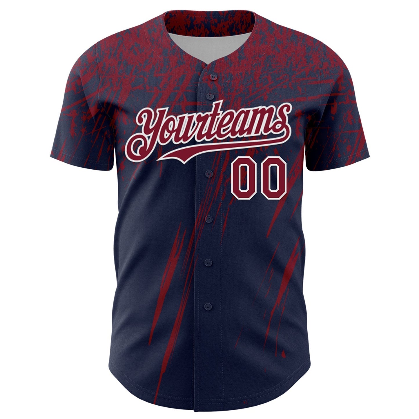 Custom Navy Crimson-White Distressed Scratch Brush Stroke Authentic Baseball Jersey baseball jersey product view 2
