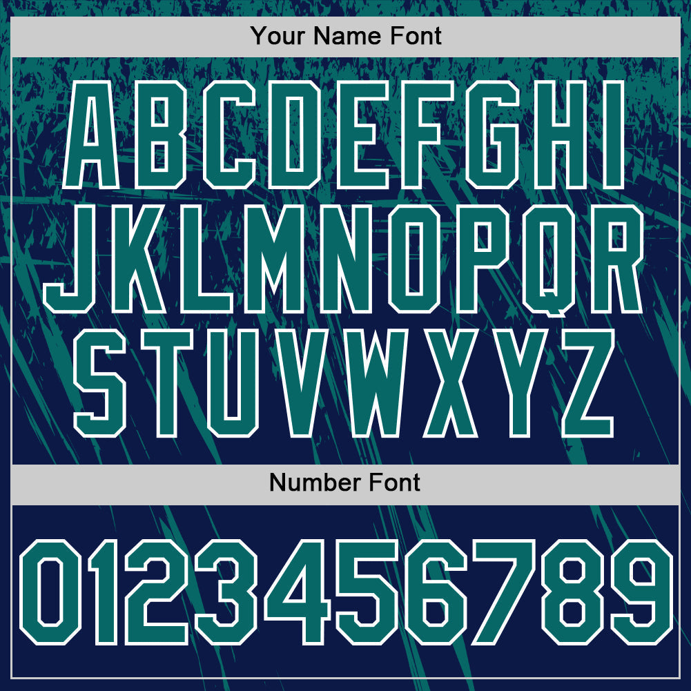 Custom Navy Teal-White Distressed Scratch Brush Stroke Authentic Baseball Jersey baseball jersey product view 5
