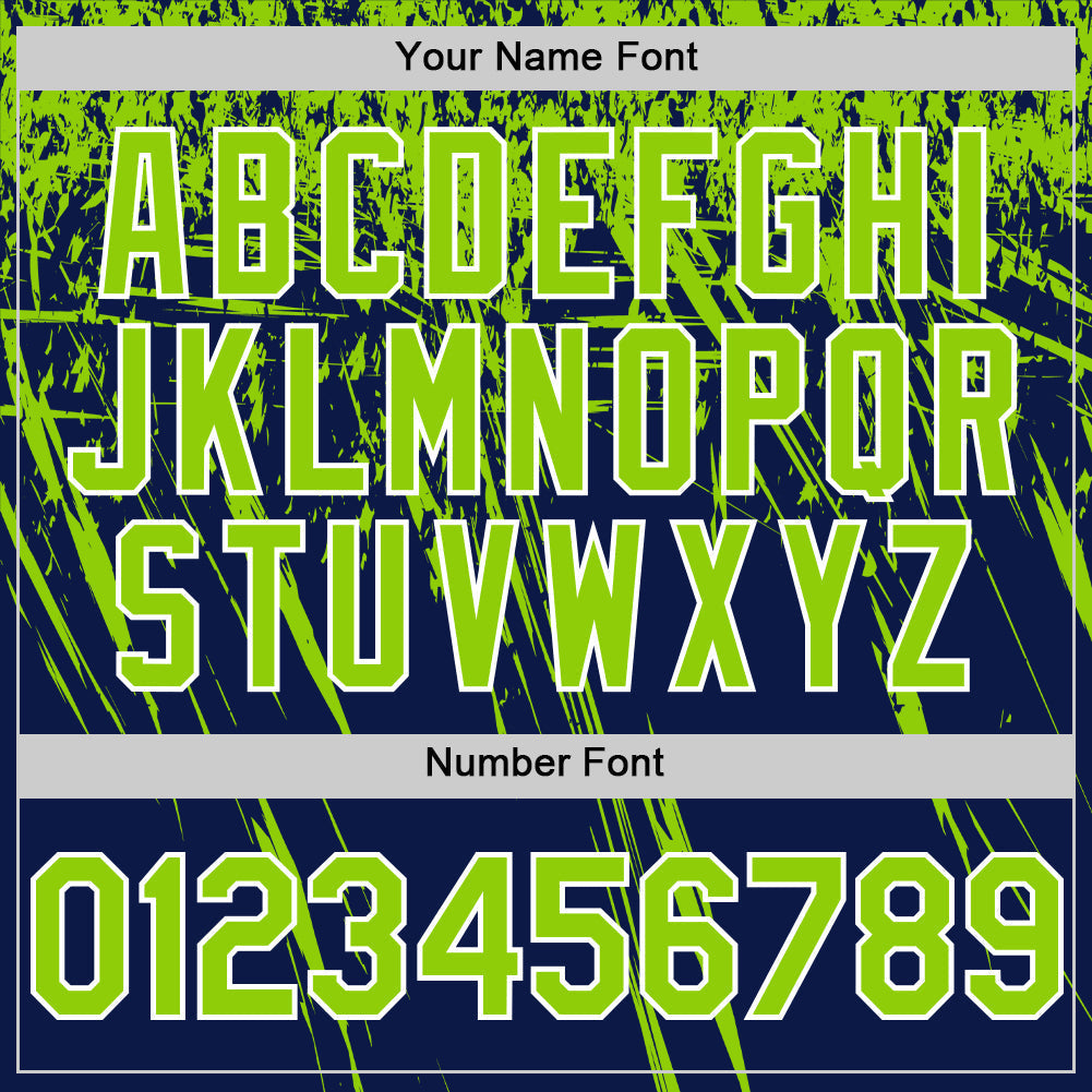 Custom Navy Neon Green-White Distressed Scratch Brush Stroke Authentic Baseball Jersey baseball jersey product view 5