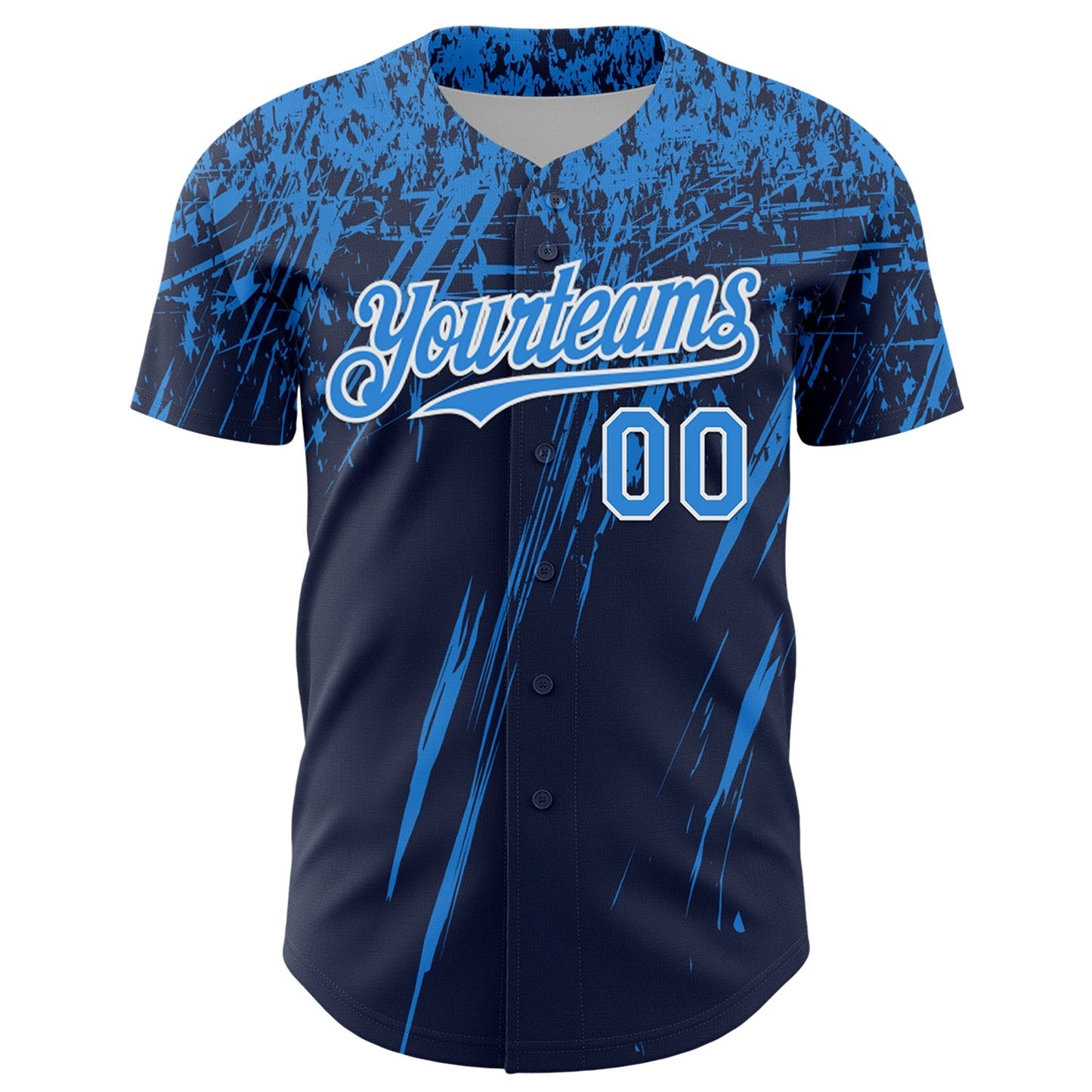 Custom Navy Electric Blue-White Distressed Scratch Brush Stroke Authentic Baseball Jersey baseball jersey product view 2