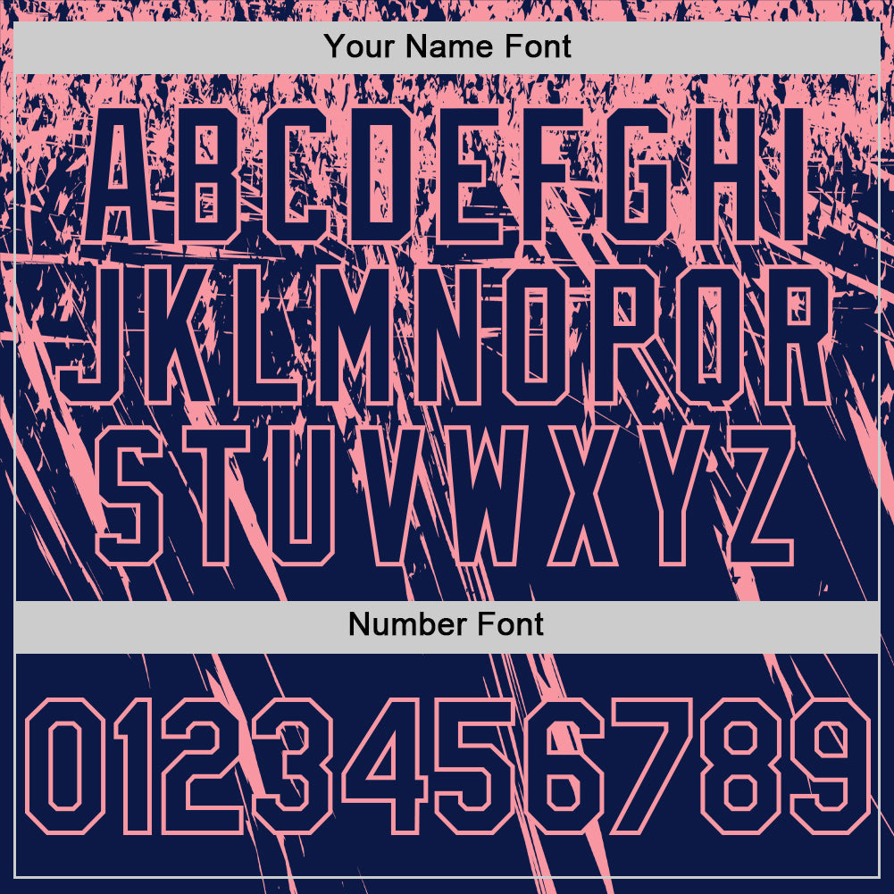 Custom Navy Medium Pink Distressed Scratch Brush Stroke Authentic Baseball Jersey baseball jersey product view 5