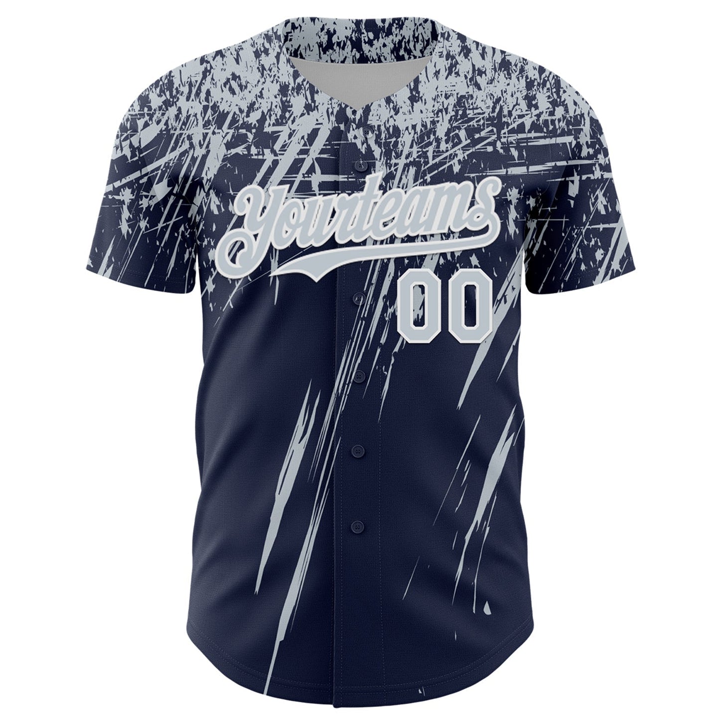 Custom Navy Silver-White Distressed Scratch Brush Stroke Authentic Baseball Jersey baseball jersey product view 2