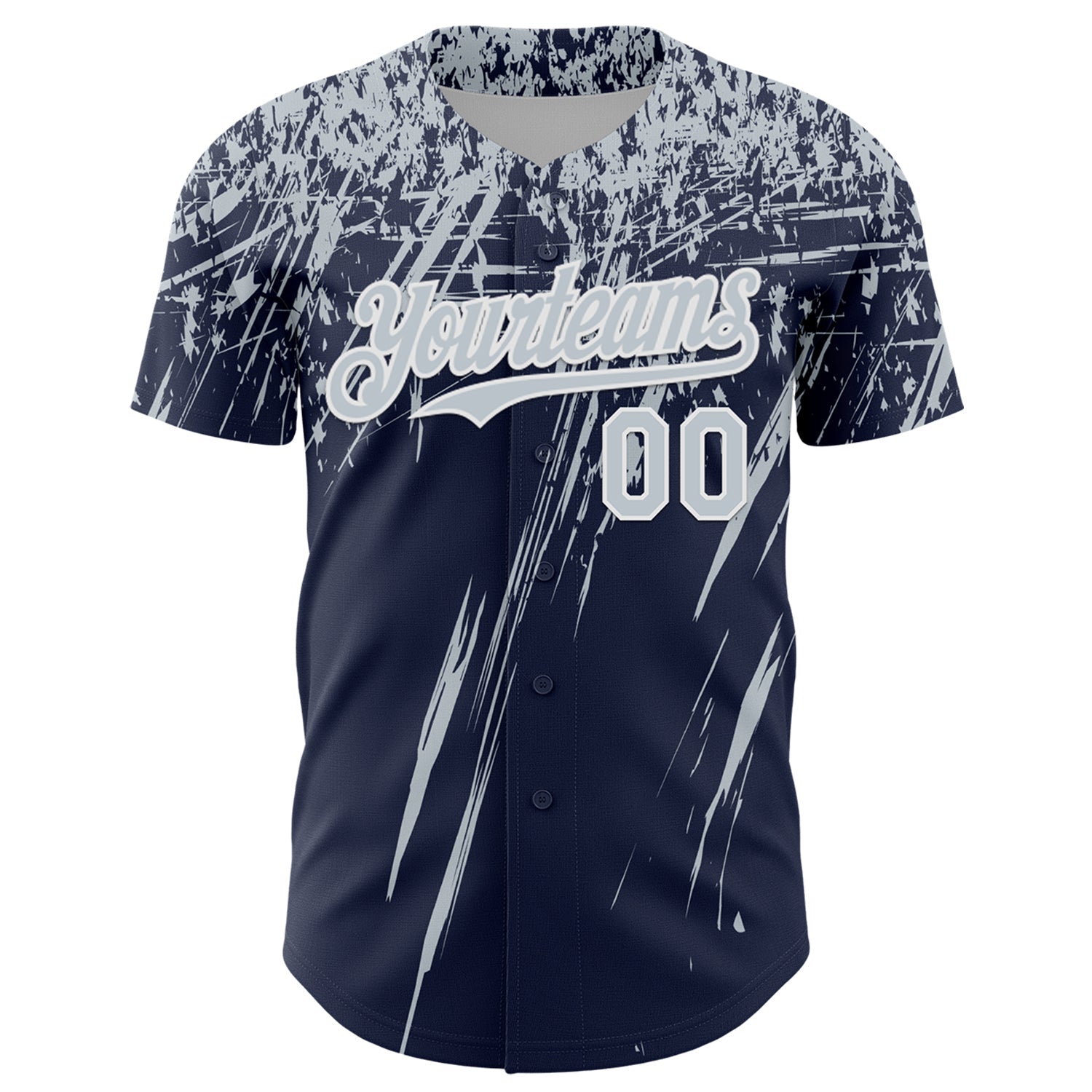 Custom Navy Silver-White Distressed Scratch Brush Stroke Authentic Baseball Jersey baseball jersey product view 2