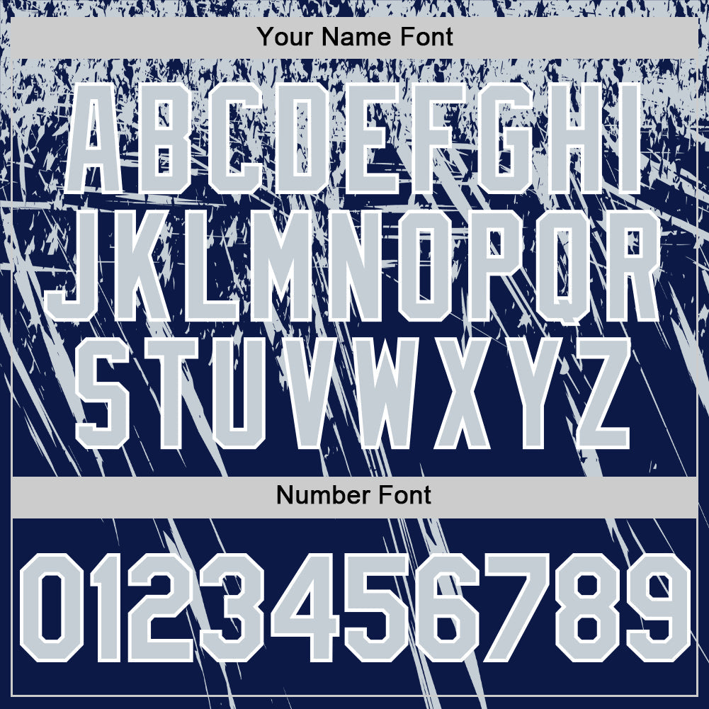 Custom Navy Silver-White Distressed Scratch Brush Stroke Authentic Baseball Jersey baseball jersey product view 5