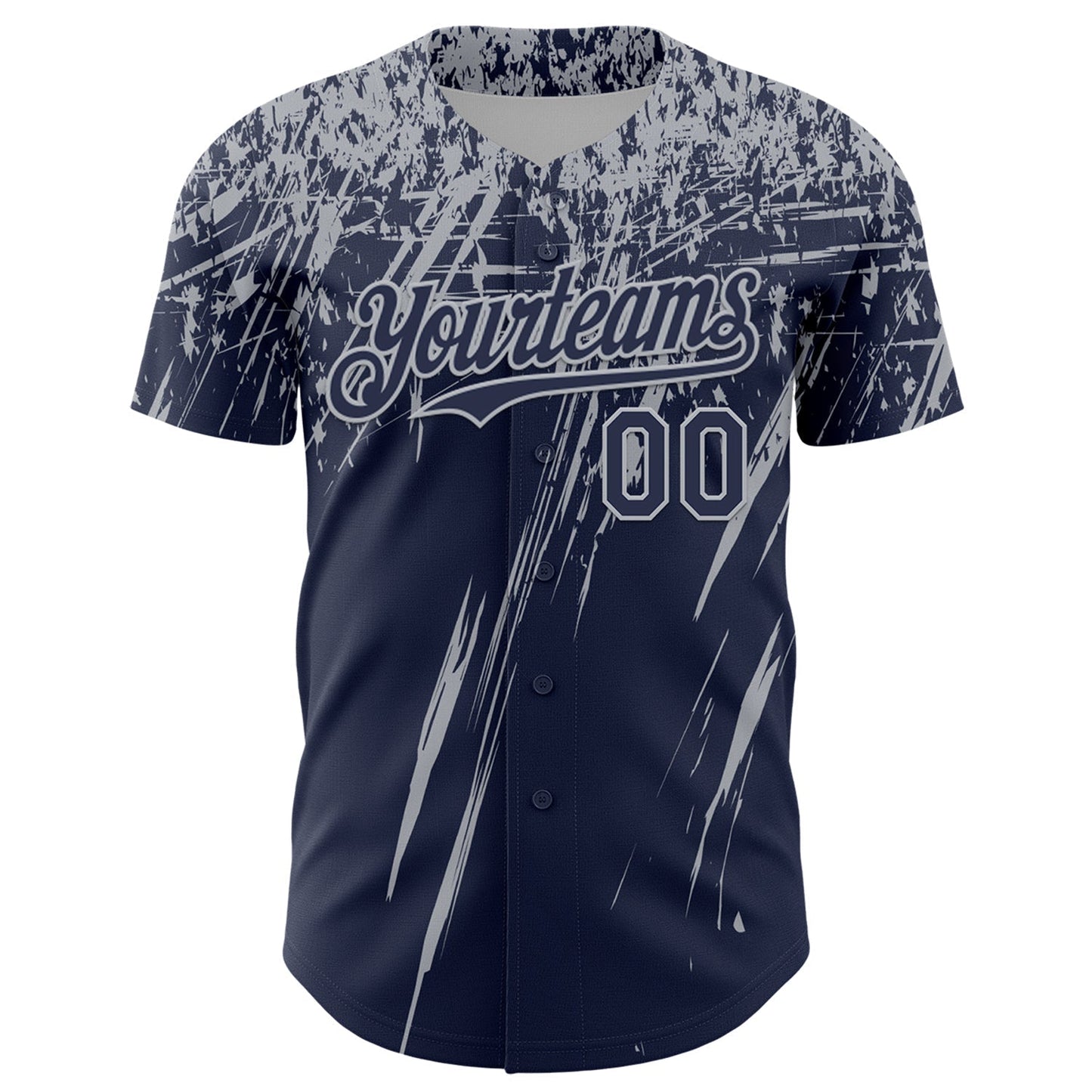 Custom Navy Gray Distressed Scratch Brush Stroke Authentic Baseball Jersey baseball jersey product view 2