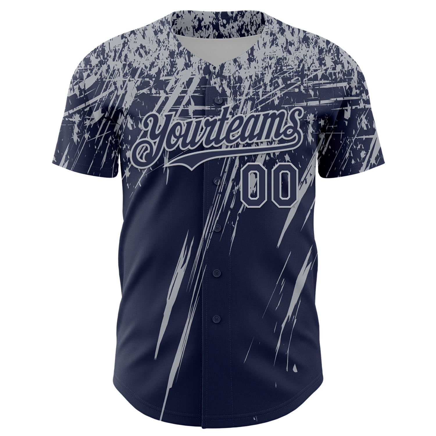 Custom Navy Gray Distressed Scratch Brush Stroke Authentic Baseball Jersey baseball jersey product view 2