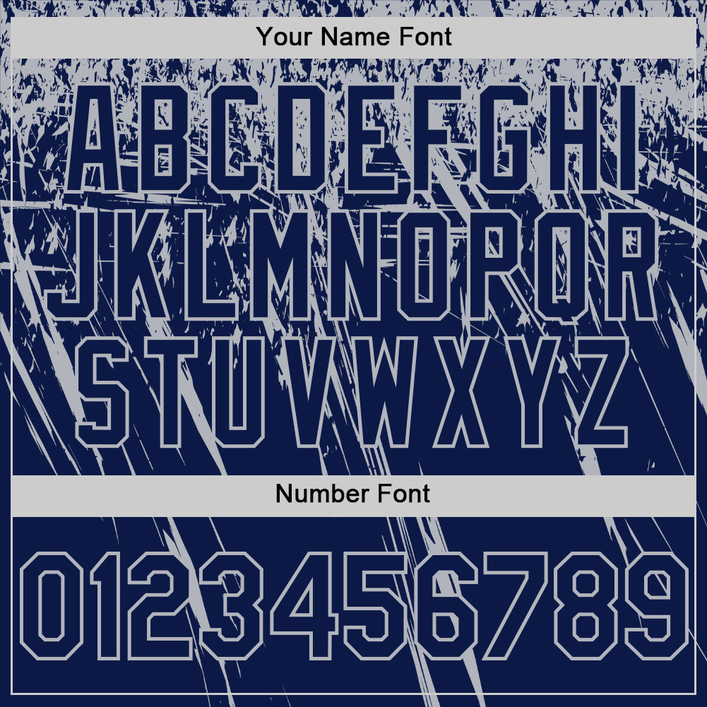Custom Navy Gray Distressed Scratch Brush Stroke Authentic Baseball Jersey baseball jersey product view 5