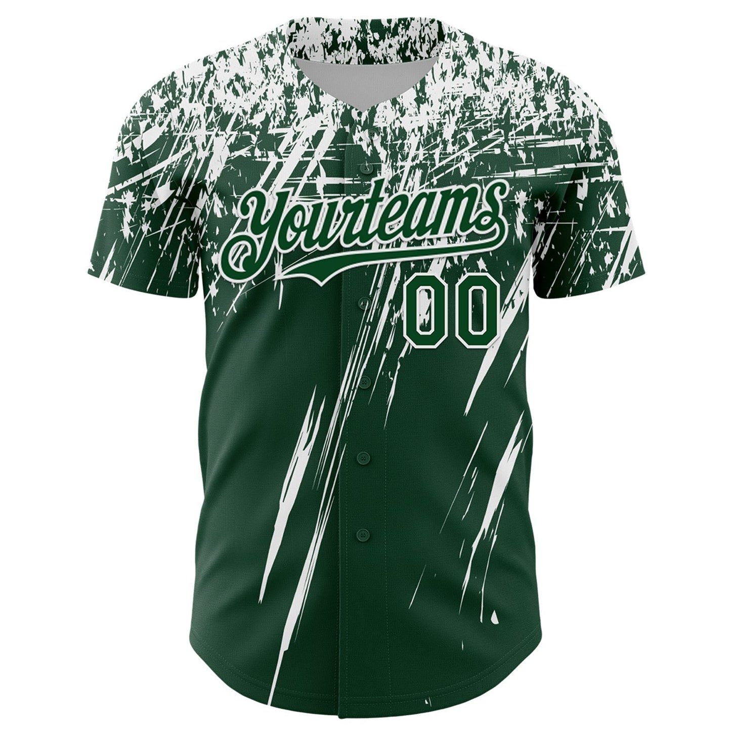 Custom Green White Distressed Scratch Brush Stroke Authentic Baseball Jersey baseball jersey product view 2