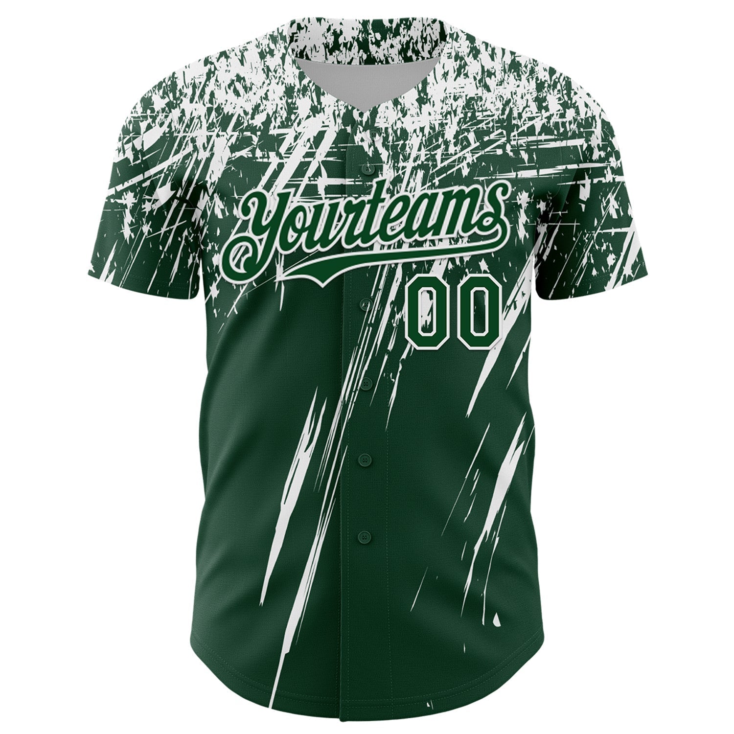 Custom Green White Distressed Scratch Brush Stroke Authentic Baseball Jersey baseball jersey product view 2