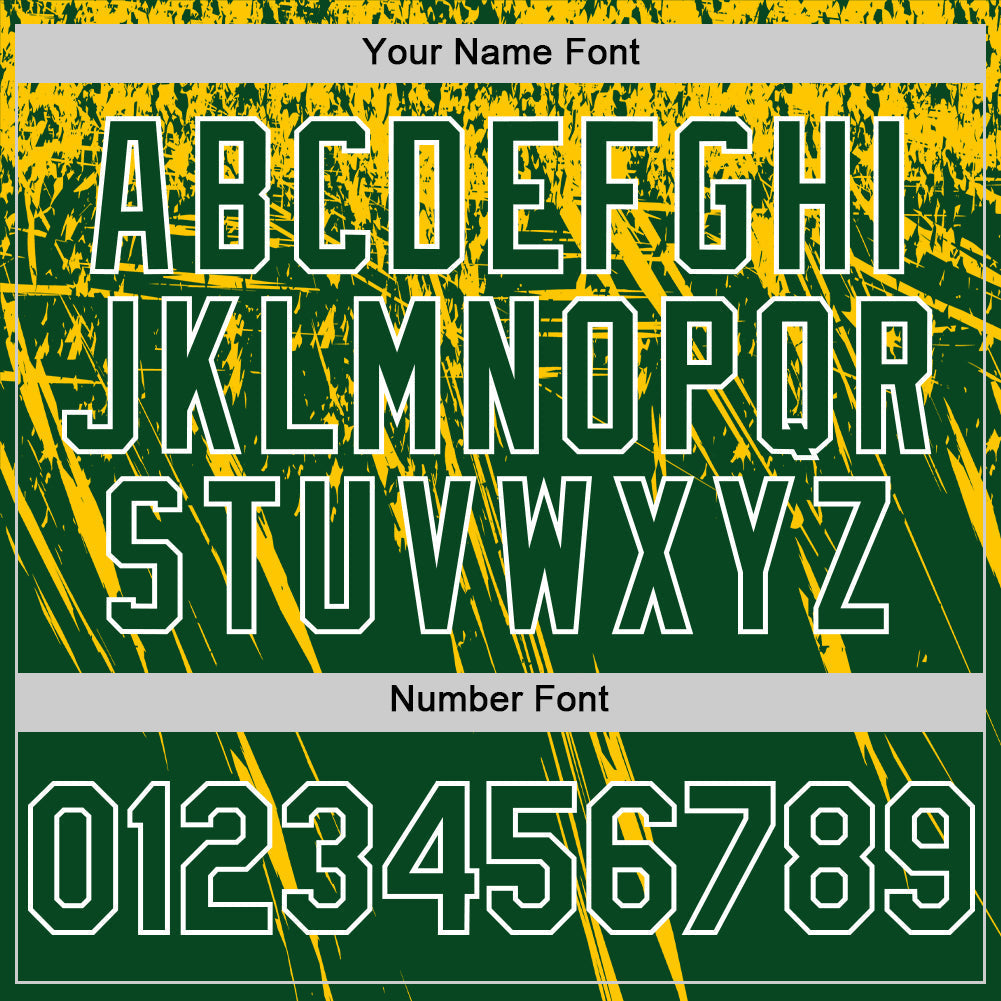 Custom Green Yellow-White Distressed Scratch Brush Stroke Authentic Baseball Jersey baseball jersey product view 5