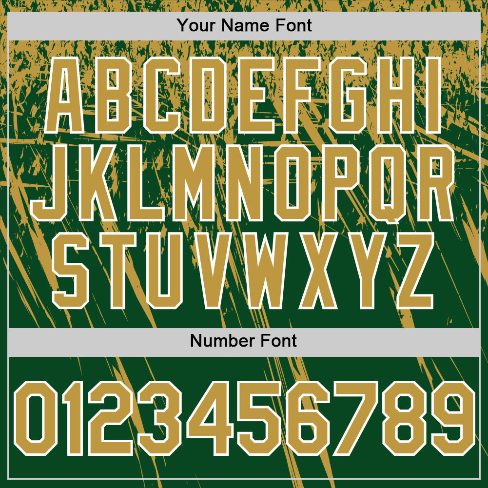 Custom Green Old Gold-White Distressed Scratch Brush Stroke Authentic Baseball Jersey baseball jersey product view 5