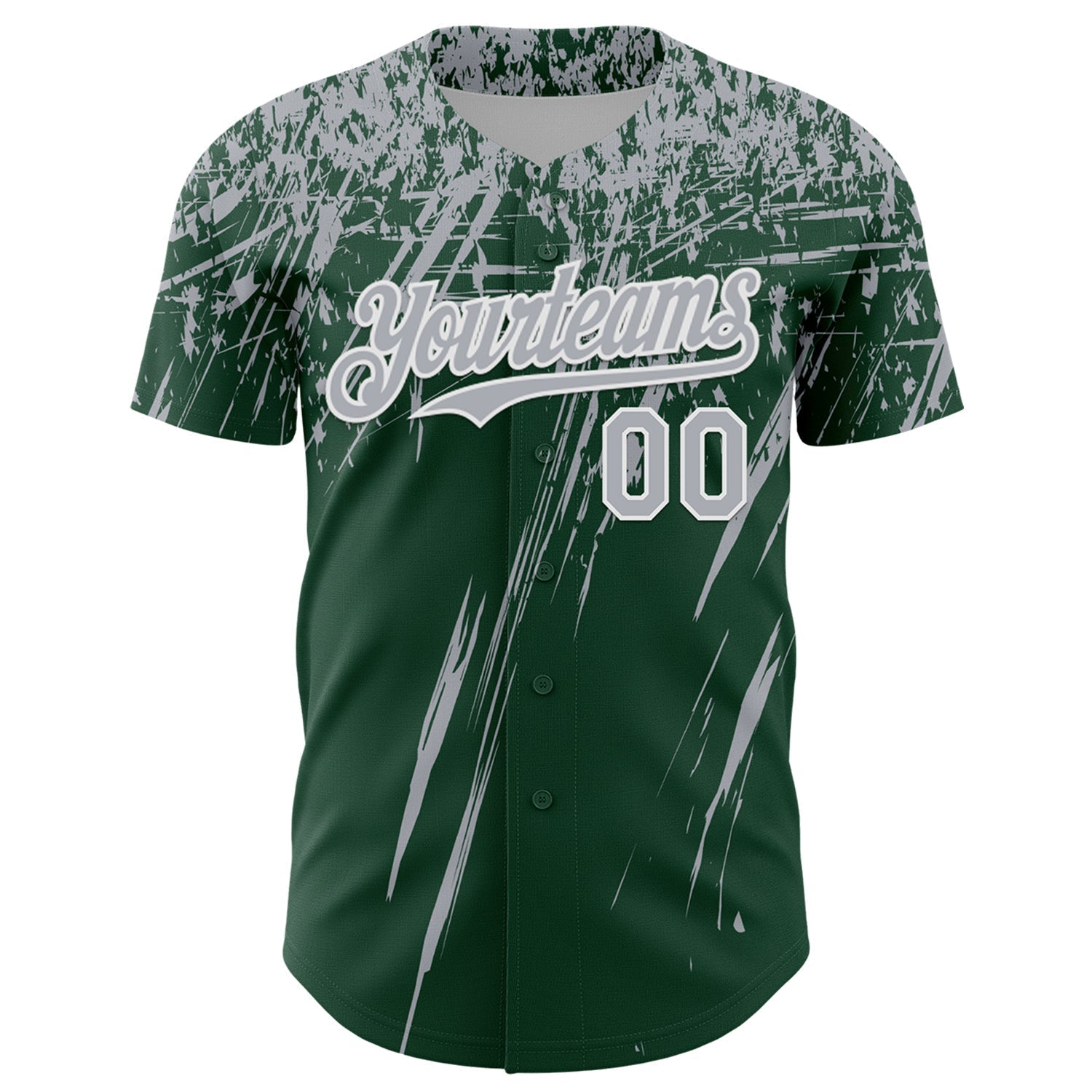 Custom Green Gray-White Distressed Scratch Brush Stroke Authentic Baseball Jersey baseball jersey product view 2