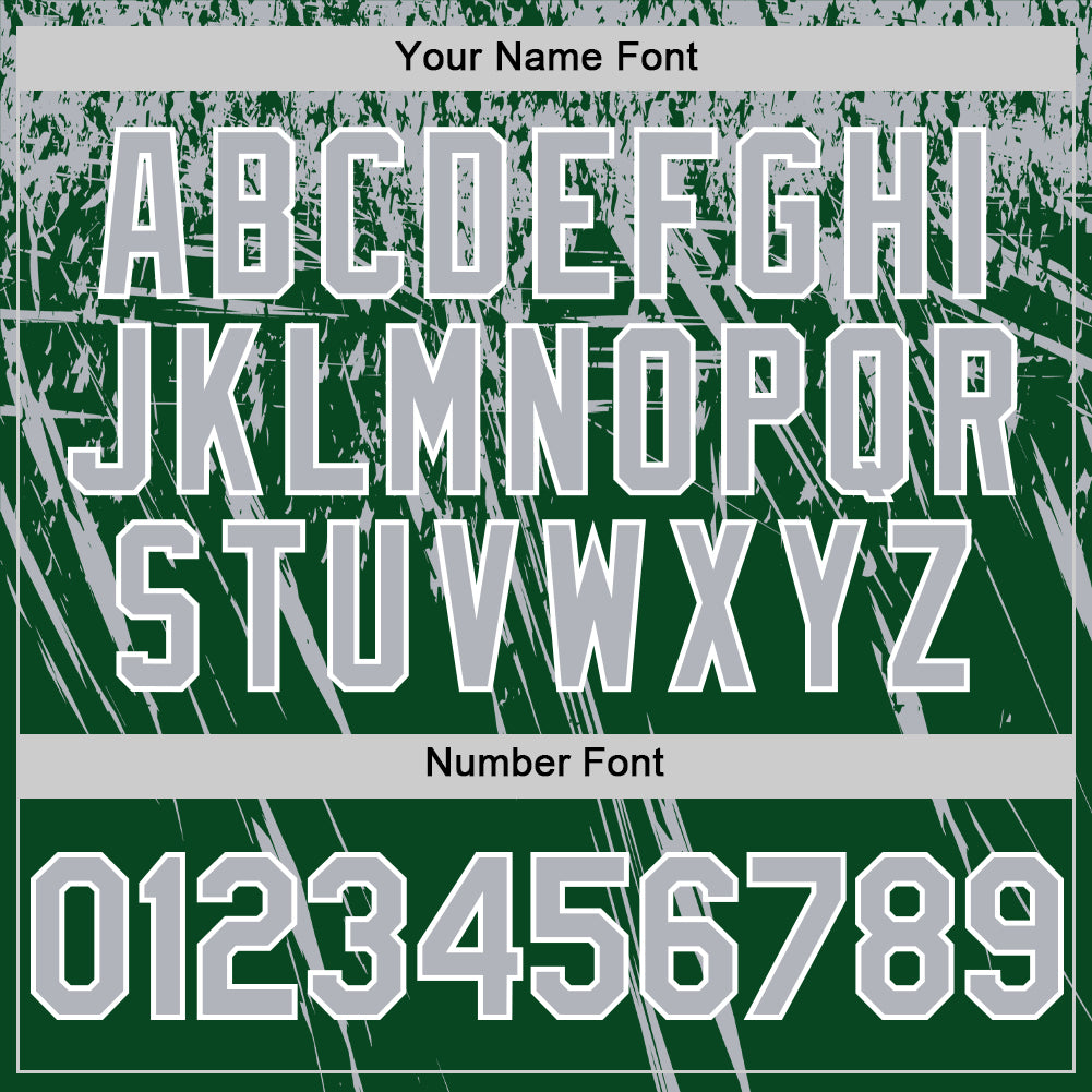 Custom Green Gray-White Distressed Scratch Brush Stroke Authentic Baseball Jersey baseball jersey product view 5