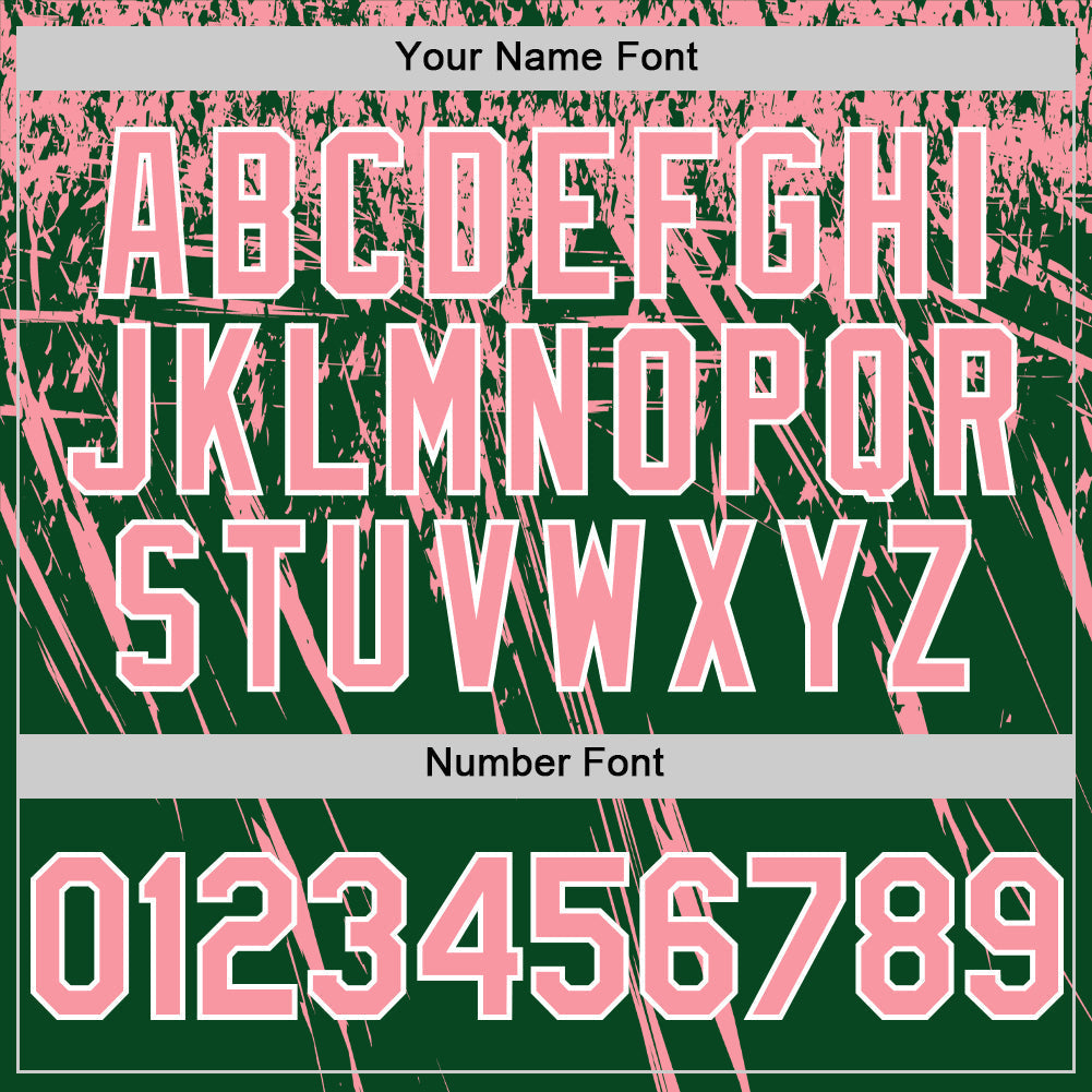 Custom Green Medium Pink-White Distressed Scratch Brush Stroke Authentic Baseball Jersey baseball jersey product view 5